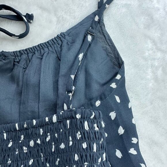 Abercrombie & Fitch slate blue print spaghetti strap mini dress size M - Picture 8 of 15